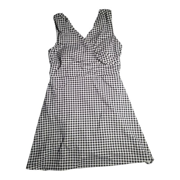 Lands' End Other - Lands End Black White Gingham Plaid One Piece Swimsuit Swim Dress Sz 12 NWT